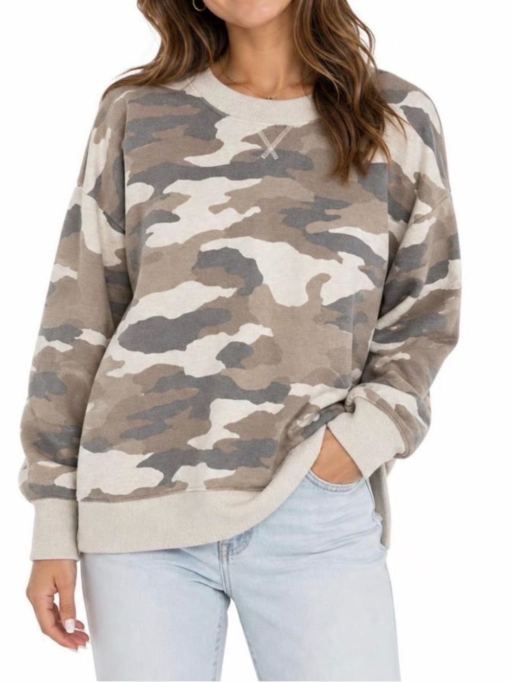 Aerie Camo Crewneck Sweater